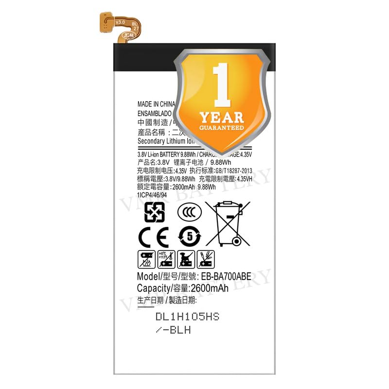 Image of Original EB-BA700ABE Battery Compatible for Samsung Galaxy A7 (SM-A700F) - (2600mAh) - 1 Year Warranty K7
