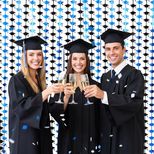 Decoración Cortinas Foil Azul y Negro Graduación 3.3x6.6 ft miniatura 6