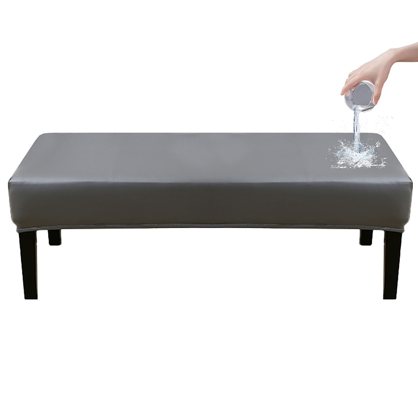 Funda de asiento impermeable de piel sintética elástica extraíble y lavable, para sala de estar y dormitorio, color gris oscuro, 120 cm