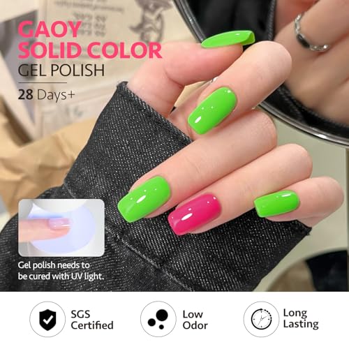 Image of GAOY Neon Gel Nail Polish Set, 6 Bright Colors Orange Hot Pink Glow in Dark, Soak Off UV Light Cure Gel Polish Kit for Nail Art DIY at Home