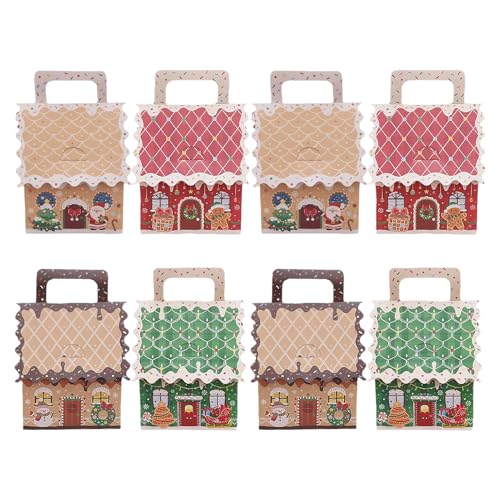 Generisch Cajas de Navidad para golosinas, 8 unidades, paquete festivo con asa, recipiente para paquetes de Navidad - Para, reuniones, hogar, oficina, decoración de mesa, postre, regalo de