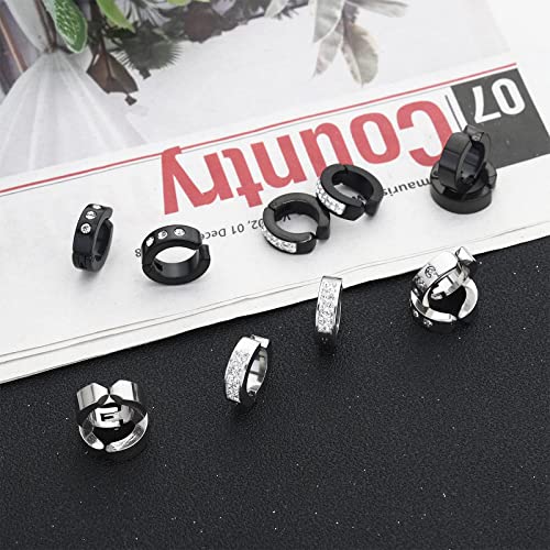 Image of NEWITIN 15 Pairs Magnetic Stud Earrings for Men Stainless Steel Magnetic Earrings Men Clip on Earrings Non Piercing Cross Earrings Unisex CZ Hoop Dangle Magnetic Earrings for Men Women