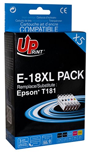 Uprint 18XL Pack de 5 Cartouches d'encre Compatibles avec EPSON 18 XL Paquerette pour Epson Expression Home XP-322 XP-215 XP-205 XP-225 XP-305 XP-325 XP-422...