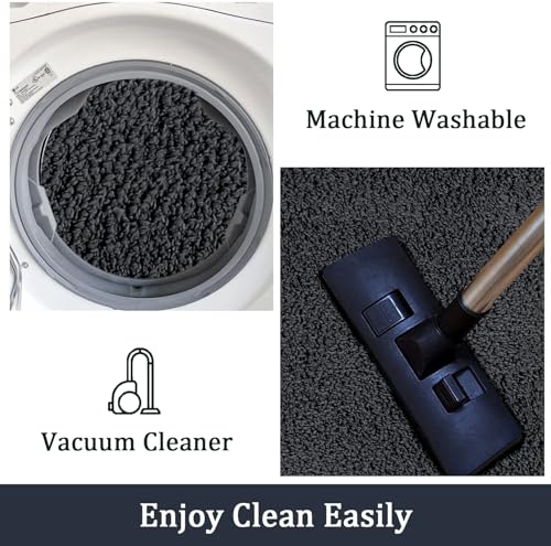 RTBQJ-AT Dark Grey Bath Mat Non Slip Extra Large Bath Mats Microfiber Bathroom Runner Rug Kitchen Rugs Shower Mats Washable 40x120cm - Image 3