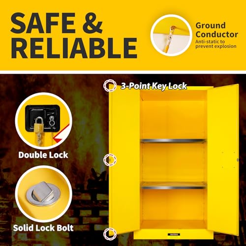 Image of 450 Gallon Flammable Cabinet 75H x 40W x 40D, Hazardous Storage Cabinet, Galvanized Steel Safety Storage Cabinet, Adjustable Shelf Fireproof Cabinet, for Commercial Industrial and Home Use