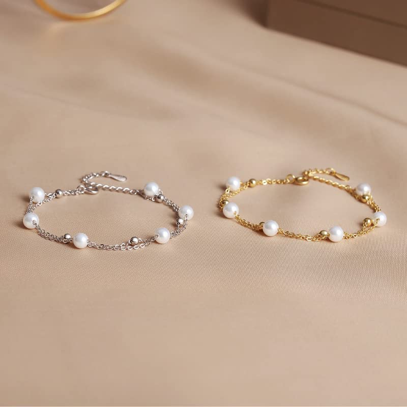 Bracelet perles eau douce or 14k | Bijou double couche prestigieux - 4