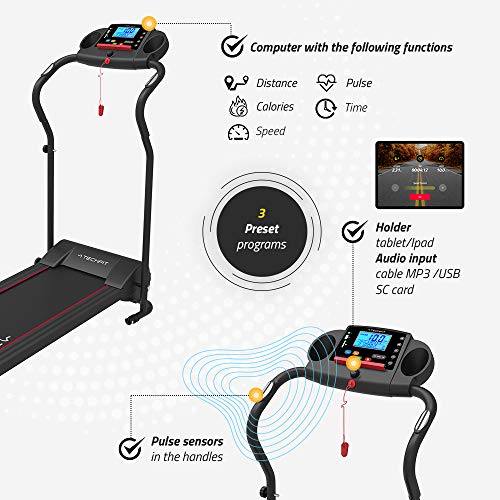 Opvouwbare elektrische loopband - elektrische loopband, 16 vooraf ingestelde programma's, snelheid bereikt 10 km/u, LCD, Bluetooth en MP3 - Afbeelding 3