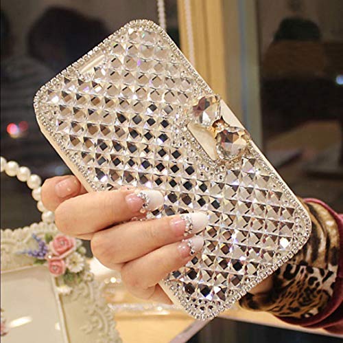 iPhone 6S Plus Case,iPhone 6 Plus Case,Luxury 3D Bling Crystal Rhinestone Flip Wallet Case PU Leather Scratch Resistant Stand Card Slots Case +Touch Pen Dust Plug for iPhone 6S Plus / 6 Plus,White