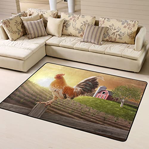 Tapis imprimé coq et ferme en mousse à mémoire de forme pour salon - 2