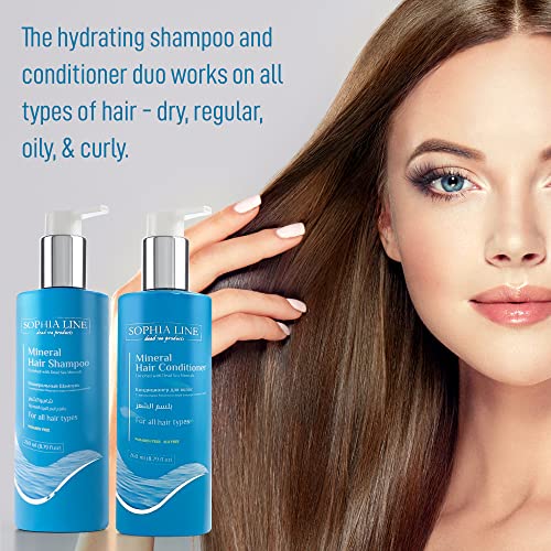 Sophia Line Happy Hair Set - Hair Shampoo And Conditioner With Dead Sea Mineral & Argan Oil, Travel Haircare Set For Dry & Damaged Hair, Natural Hair Products For Men & Women, (2 * 260Ml / 8.79 Oz) #TOP2