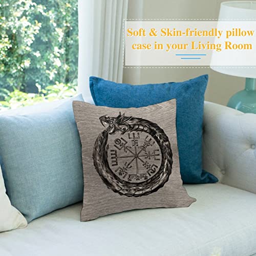 Rurals Black Norse Viking Design Dragon Decorative Pillow Covers Cozy Soft Throw Pillowcase Square Couch Cushion Cover For Home Decor Sofa Living Room Bed Car 18X18 Inch #TOP4