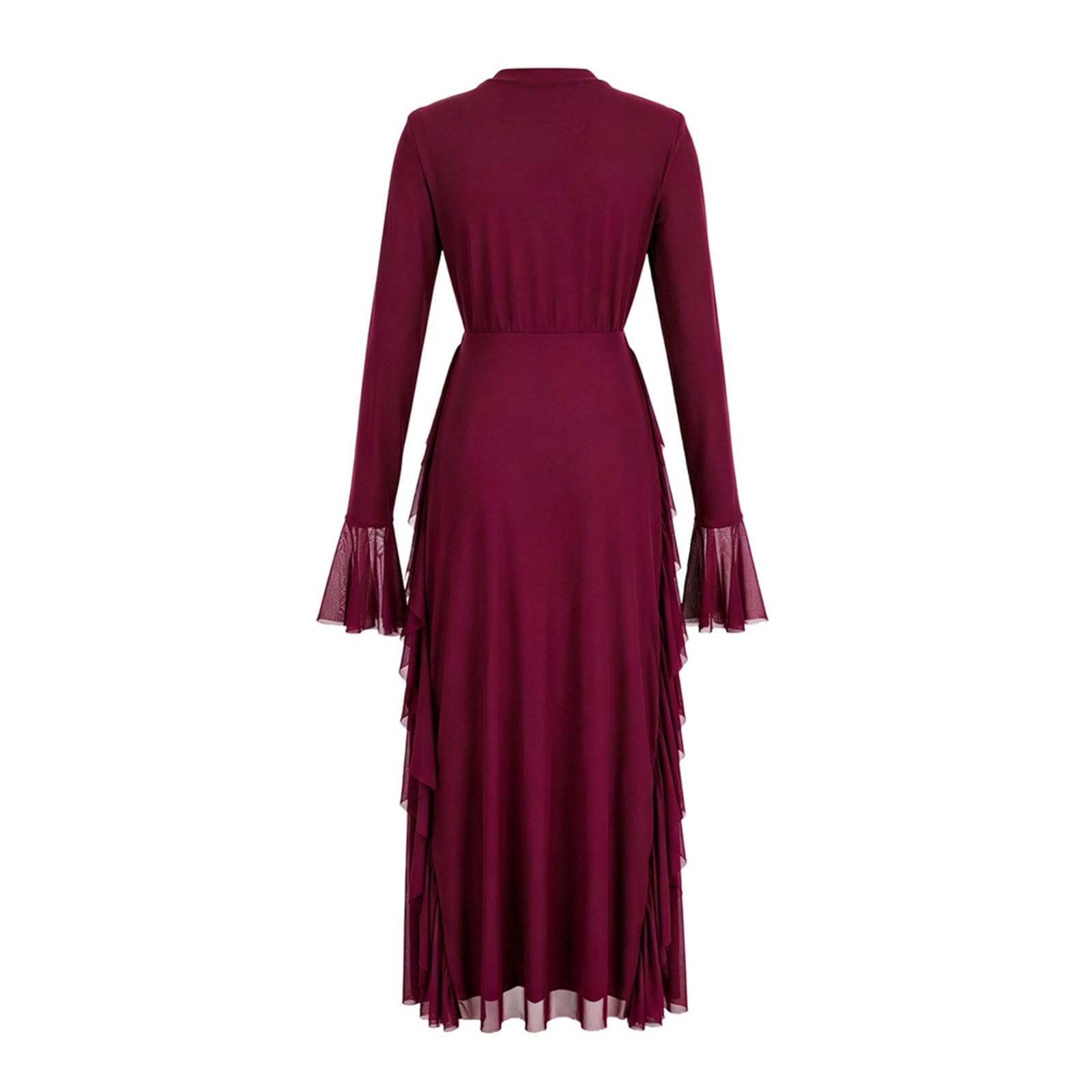 Elegante Abito da Sera Viola con vestibilità Aderente e Classico Abito a Maniche Lunghe per Eventi e Feste in Costume.