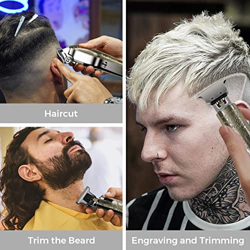 Hair Clippers 2 Set,Cosicosy Electric Trimmer Grooming Kit for Men, Professional Cordless Cutting Beard Rechargeable with LCD Display Shaver Men Kids Barbers, Gold - Image 4