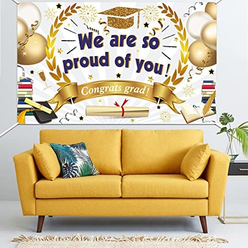 HOWAF Large Graduation Background Banner for Graduation Party Decoration 2023, We Are So Proud Of You Banner Fabric Class of 2023 Grad University High School Student Graduation Commencement Decoration