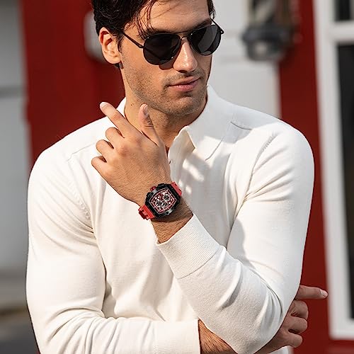 Image of Tsar Bomba Mens Watches Quartz Wristwatch for Men Waterproof 50M Analog Luxury Tonneau Chronograph Calendar Date Men's Dress Business Work Watch Gift for Men