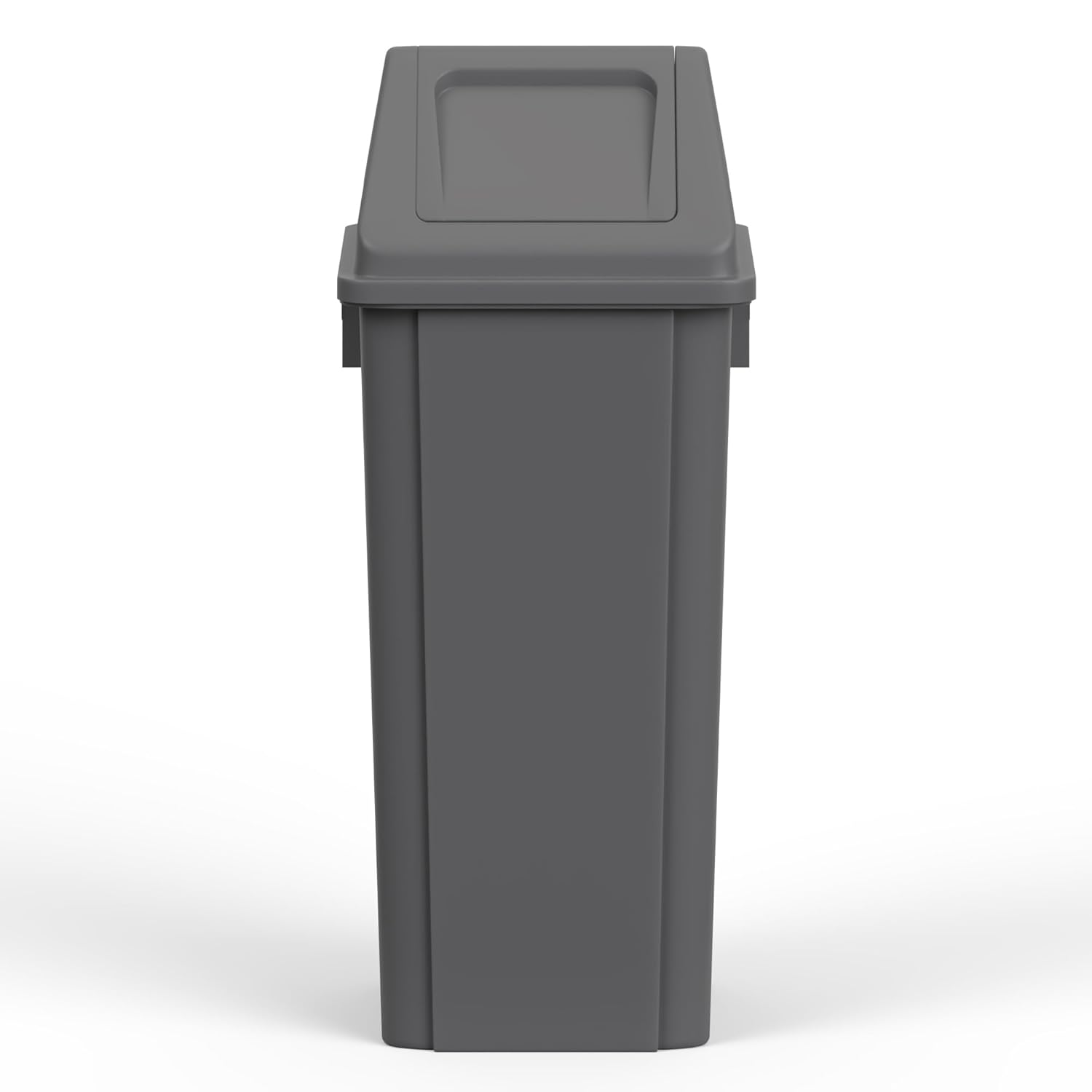 23 Gallon Gray Square Trash Can with Dome Swing Lid – Durable Commercial Plastic Waste Bin for Restaurants, Offices & Public Spaces