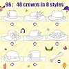 BkeeCten Derby Party Coloring Crowns - 96 Pcs Blank Paper Crowns & Adjustable Elastic Bands Flower Derby Hats Design for Kentucky Derby Birthday Parties Classroom Crafts DIY Activity Horse Race Crown #2
