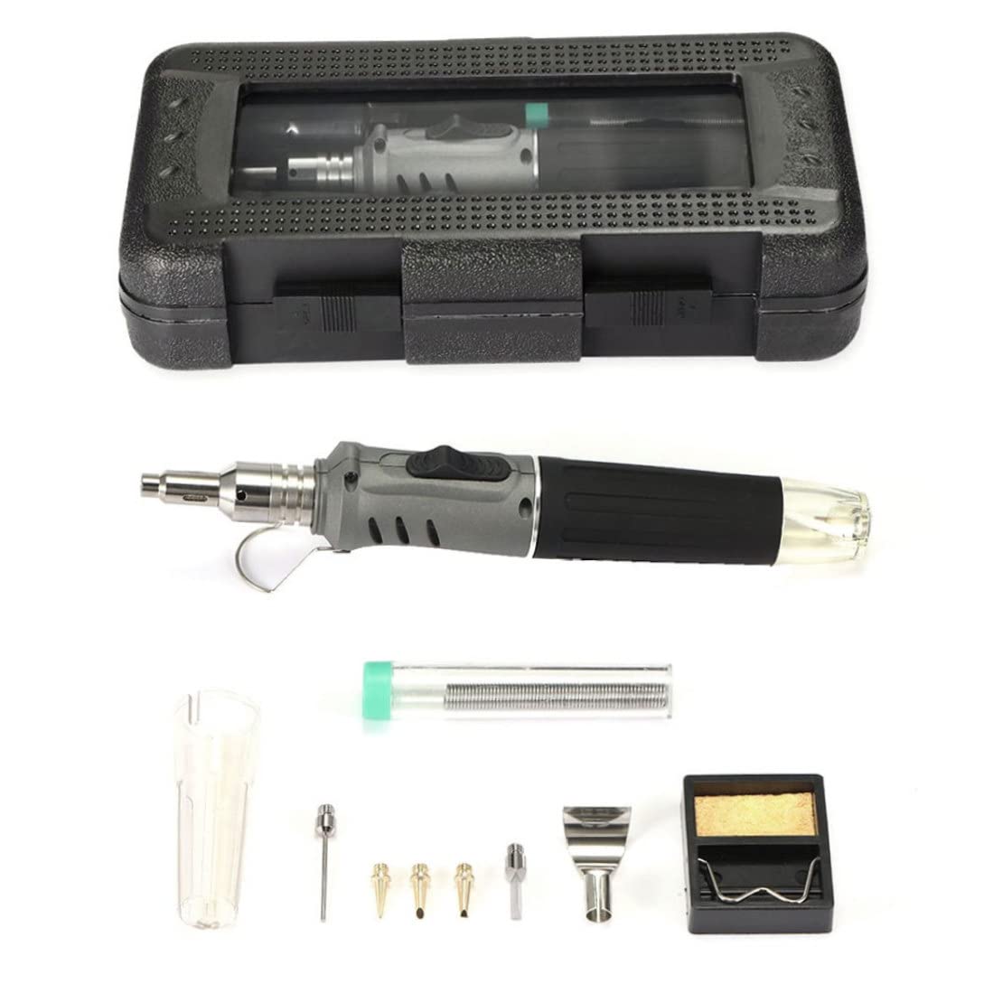 Soldado de gasolina Kit de soldado de soldadura de hierro soldador de gas Set 10 en 1 kit de soldadura encendido automático gris portátil en forma de lápiz