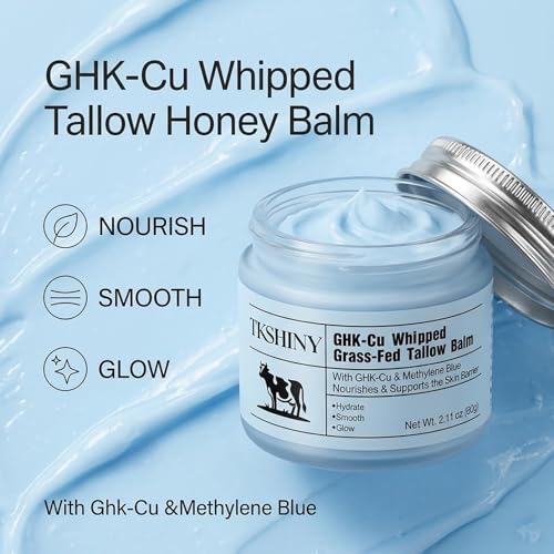 TKSHINY GHK-CU & Methylene Blue Grass-Fed Tallow Balm, Face Moisturizer with Hyaluronic Acid & Honey Extract, Skin Barrier Repair & Anti-Aging Face Cream for Fine Lines & Dry Skin 2.11Oz — view 3