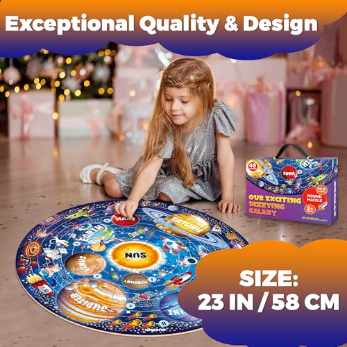 QUOKKA Riesen Bodenpuzzle ab 3 4-48-teilige Groß Rundpuzzle Für Kinder - Sonnensystem Kinderspielzeug ab 4 5 Jahre - Rundes Puzzle Geschenke Für 5 6 8 Jährige Jungen und Mädchen