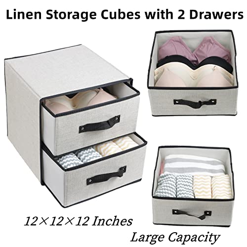 Linen-Closet-Organizer-and-Storage-Fabric-Storage-Drawer-Organizer-with-2-Drawers-for-Underwear-Sock-Bra-Small-Items-Light-Gray
