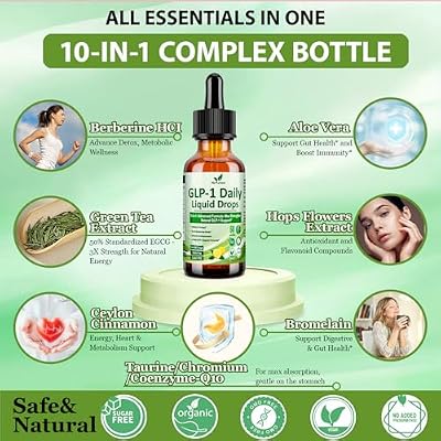 2 Pack Cutting Drink Mix Liquid Drops, 10-in-1 Formula with Berberine, Ceylon Cinnamon, Prebiotic Fiber & Green Tea Extract | Digestive & Gut Health for Women & Men | Vegan, Non-GMO