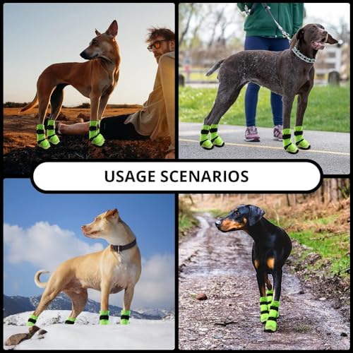 Dog Shoes for Hot Pavement Anti-Slip Dog Boots & Paw Protectors for Winter Snowy Day Summer Dog Snow Boots Waterproof Dog Shoes for Small to Large Dogs with Reflective Straps for Hiking 4Pcs by MUSIMC - Image 4