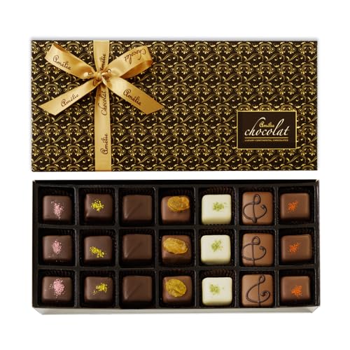 Amelie Chocolat Luxury Collection | Luxury Handmade Marzipan Chocolates | Adult Chocolate Gifts | 21 Assorted | Belgian Chocolate Gifts | Marzipan Fillings | Chocolates