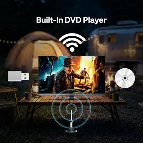 Image of SYLVOX 22'' Smart RV TV, 12V /24V Google TV with Built-in DVD Player, 1080P Full HD RV Television, Anti-Vibration Design, Wide Voltage Protection (9-32V), Ultra-Narrow bezels(Limo Series 2026)