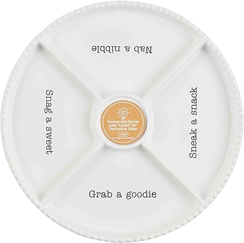 Mud Pie Circa Divided Tray, White, 12 1/4" dia | Base para plaquitas intercambiables