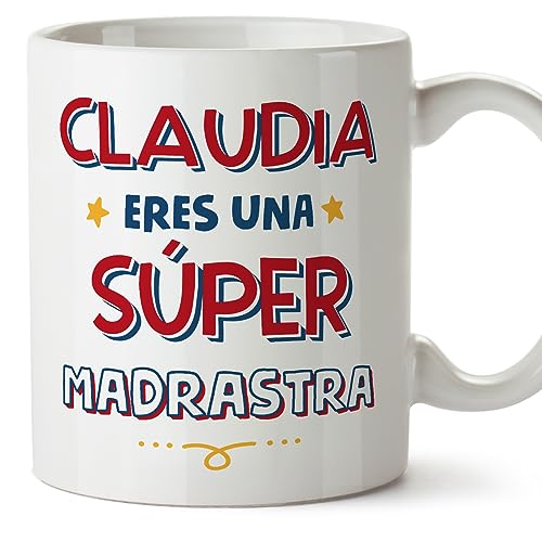 MUGFFINS Tazas Personalizadas para MADRASTRA - En Español - Eres Súper - 11 oz / 330 ml - Regalo personalizable original y divertido