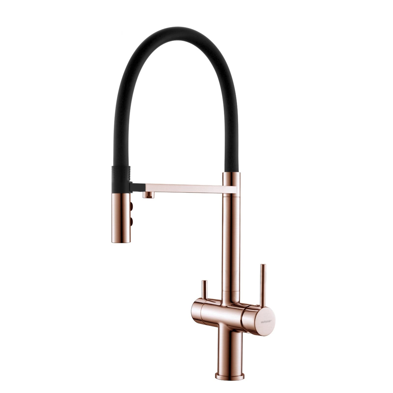 FCXWEVR 3-Way Kitchen Faucet with Drinking Water Filter Brushed Rose Gold Sink Mixer Tap Dual Handle Design Ideal for Home and Restaurant Use Stylish and Functional