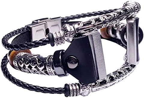 Vintage Stylish Versa Bands for Men Women Boys and Girls,m/l Leather Watch Band Compatible with Fitbit Versa 1,2, Classic Black