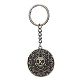 ChungLong0593 Pirates of the Caribbean Skull Coin Medal Keychain Pendant Pirate Style Aztec Gold Coin Accessories Halloween Party Jewelry Gifts - Copper