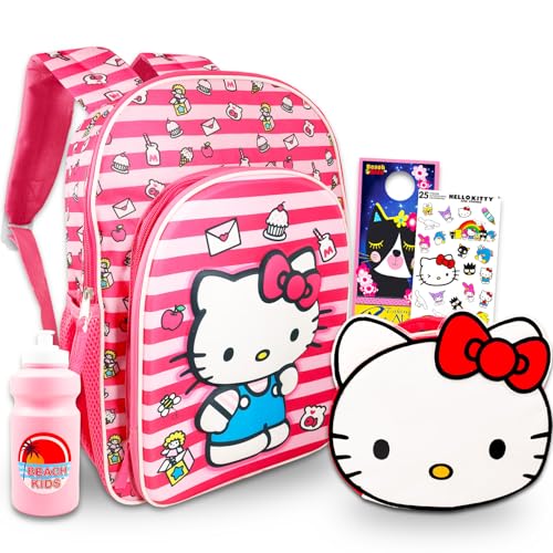 Hello Kitty Backpack with Lunch Box for Girls - Bundle with 16