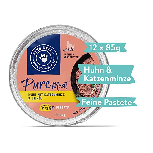 Pure Meat Nassfutter für Katzen | Huhn mit Katzenminze | 12 x 85g