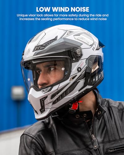 Image of ILM Motorcycle Helmets for Adult Men Women Full Face DOT ECE Powersports Dual Visor Street Racing Helmet with Pinlock Cascos para Motos Model MF509 (Cyborg Gray, L)
