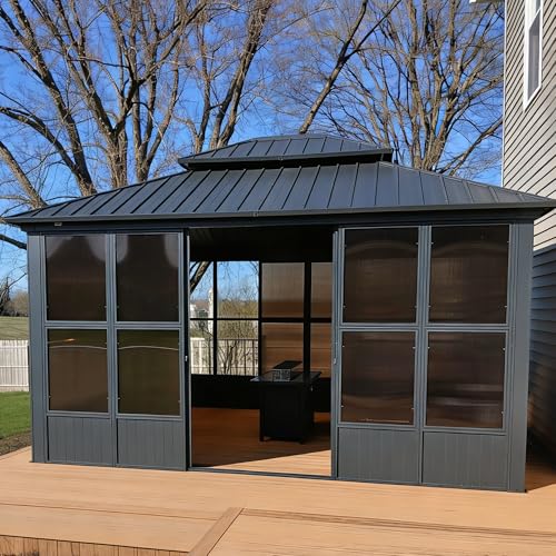 PURPLE LEAF 10' x 13' Sunroom Solarium Enclosed Gazebo Screened