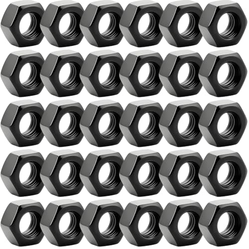 30 tuercas hexagonales galvanizadas negras de acero con tuerca de freno, perno M5, perno, tuercas de acero inoxidable, 5 mm, tuerca autobloqueante, freno Nylstop M5, uso interior y exterior, para uso