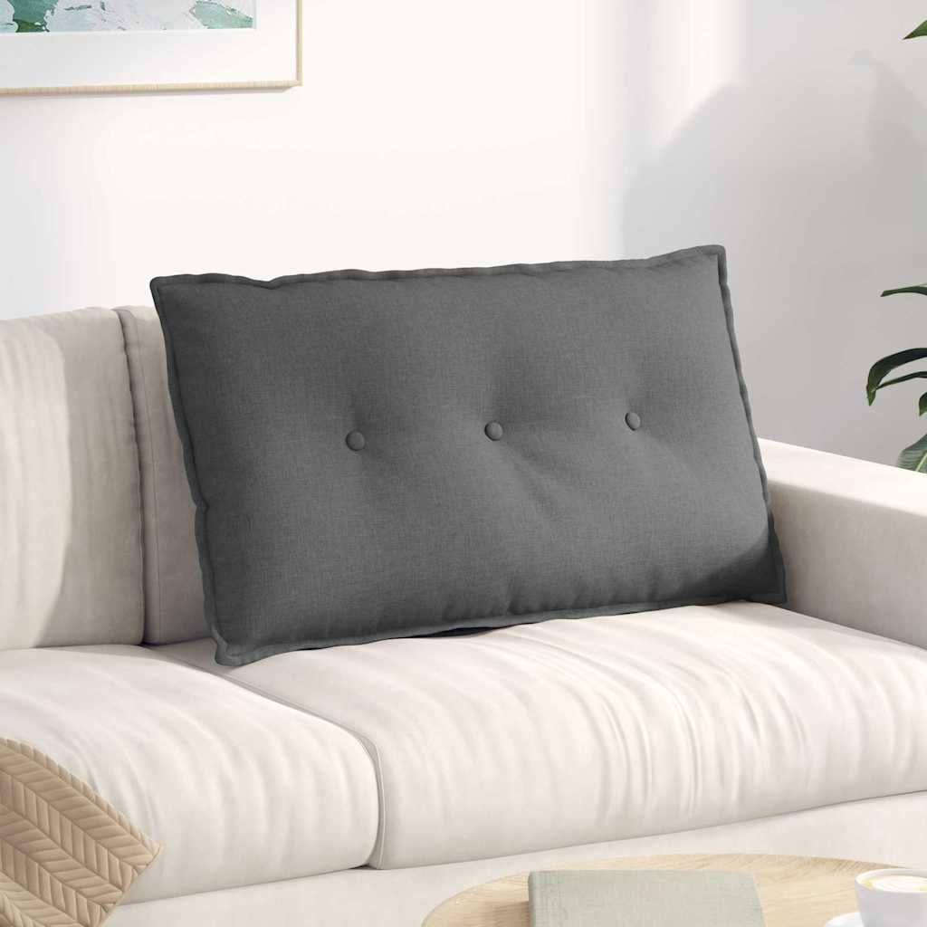 Cuscino per la schiena in tessuto grigio scuro, 80 x 19 x 50 cm, con imbottitura in poliestere, cuscino lombare ergonomico per ufficio, divano e soggiorno, supporto per la colonna vertebrale