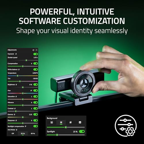Image of Razer Kiyo V2 Streaming Webcam: 4K 30 FPS, 1080p 60 FPS - AI Powered Auto-Framing - Built-in Microphone - Ultrawide Angle Lens - Privacy Cover - Works with OBS, Xsplit, Discord, Zoom, Teams - Black