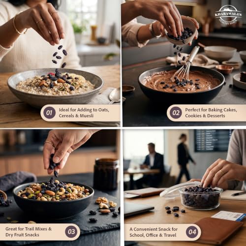 Image of KHARAWALA'S Afghani Classic Black Raisins with Seeds | Kali Kishmish (Pack of 5-250gm Each)