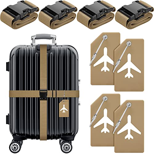 Weewooday 8 Pcs Luggage Straps Suitcase Tags Set for TSA Approved, 4 Travel Adjustable Suitcase...