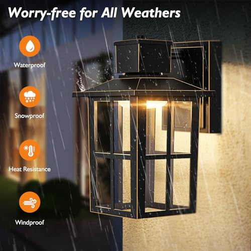 Image of Brightever Outdoor Wall Lantern, 10W LED Exterior Waterproof WallSconce Light Fixture, 3000K /4000K /6500K Selectable, 800LM High Brightness, Oil Rubbed Bronze Anti-Rust Wall Light for Yard, Entryway