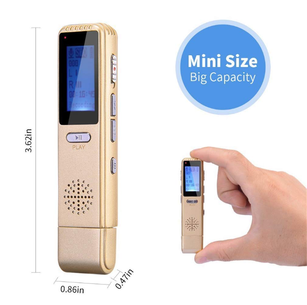 Grabadoras de Voz Digitales Digital Voice Recorder USB Conector Recto HD Reducción de Ruido Control de Voz Profesional Grabación Mp3 de Larga duración con un Solo botón Grabadora