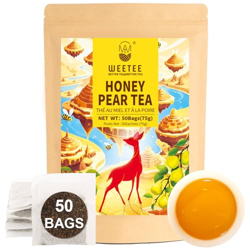 WT WEETEE Honey Pear Tea Bags 50 Count Caffeinated Fruit Flavored Tea Blend