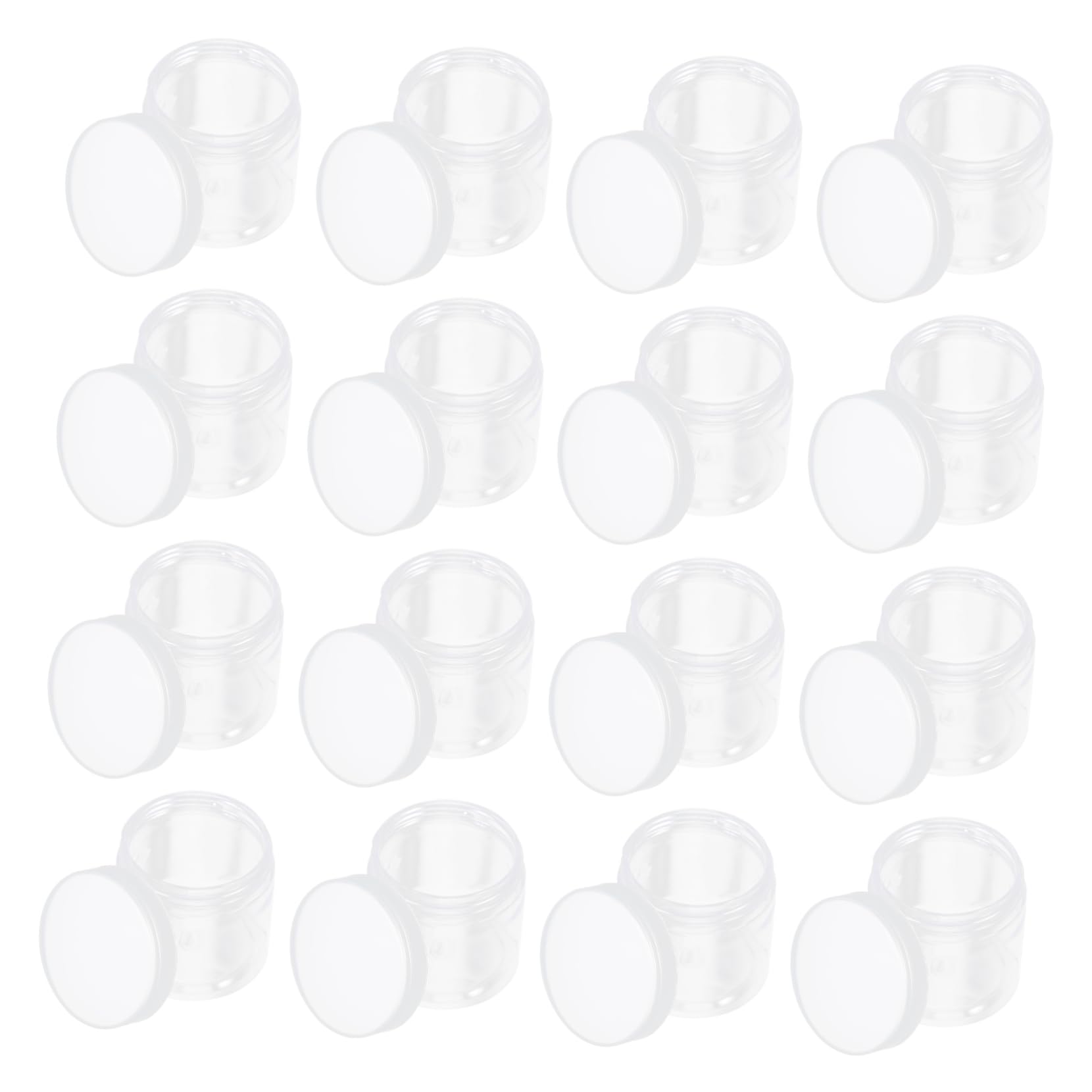 Set 20 Bottiglie Trasparenti in Plastica da 200ml Chiusura Ermetica Forma Rotonda per Conservare Cibo Fresco e Sicuro per Feste e Cucina