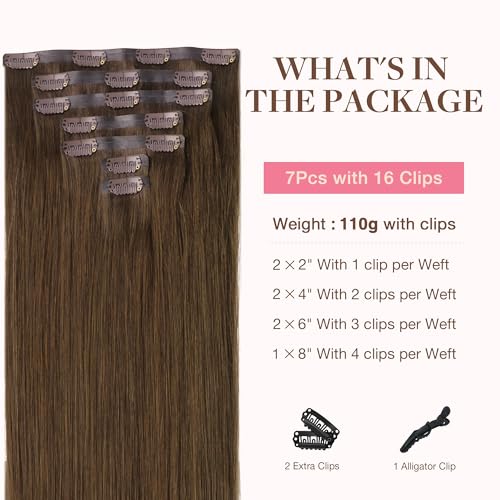 Image of GOO GOO Seamless Clip in Hair Extensions Real Human Hair Remy Extensions