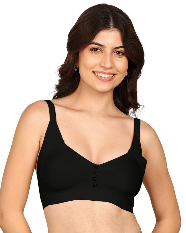 Image of Komli M-Frame Non-Padded Cotton Bonded Seamless Minimiser | Full Coverage | Hidden Concealer | Elastic-Free Comfort | Wire-Free | Side Wings with Gripper | Adjustable Straps