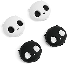GeekShare Cute Silicone Joycon Thumb Grip Caps, Joystick Cover Compatible with Nintendo Switch/OLED/Switch Lite,4PCS (White & Black) (for Switch/OLED/Lite)